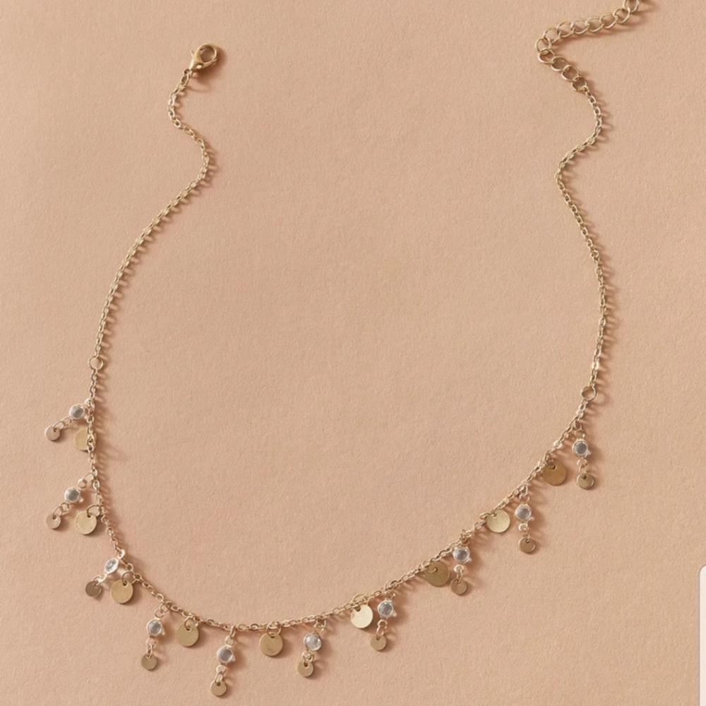 ○Odessa○ Rhinestone and Coin Necklace - Picture 2 of 3